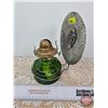 Image 2 : Coal Oil Lamp w/Bracket & Reflector (Green Glass - Made in Hong Kong)