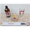 Image 1 : Calgary Beer Collector Trio : Paper Label Beer Bottle, Ashtray & Glass