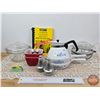 Image 1 : Vintage Kitchen Collector Combo including Corningware Tea Pot, Pyrex Red Refrigerator Dishes, Salt a