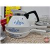 Image 2 : Vintage Kitchen Collector Combo including Corningware Tea Pot, Pyrex Red Refrigerator Dishes, Salt a