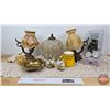 Image 1 : Collector Combo including Lamps, Salt & Pepper Shakers, Brass Ashtray, Glass Doorknob, etc (SEE PICS