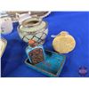 Image 2 : Old English Reproduction Silver Tray w/Variety of Chinaware including Noritake  (Tray Measures : 15"