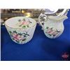 Image 8 : Old English Reproduction Silver Tray w/Variety of Chinaware including Noritake  (Tray Measures : 15"