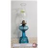 Image 3 : Coal Oil Lamp : Blue Glass Font w/White Flame Burner
