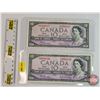Image 1 : Canada $10 Bills 1954 (2): - Beattie/Rasminsky #VT2706637 - Beattie/Rasminsky #PV2699129  (See Pics 