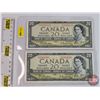 Image 1 : Canada $20 Bills 1954 (2) :  - Beattie/Rasminsky #RE2659523 - Beattie/Rasminsky #SE1084595  (See Pic