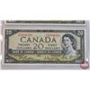 Image 3 : Canada $20 Bills 1954 (2) :  - Beattie/Rasminsky #RE2659523 - Beattie/Rasminsky #SE1084595  (See Pic