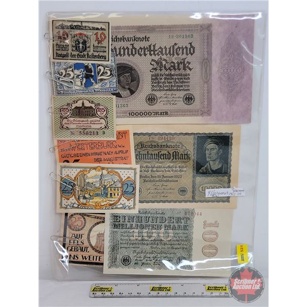 GERMANY (Variety Bills ~ 9) : 1920's (See Pics for Varieties, Conditions, Serial Numbers, Printing D