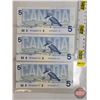Image 2 : Canada $5 Bills 1986 (3 Consecutive) : Knight/Dodge #GPZ3653115-116-117 (See Pics for Varieties, Con