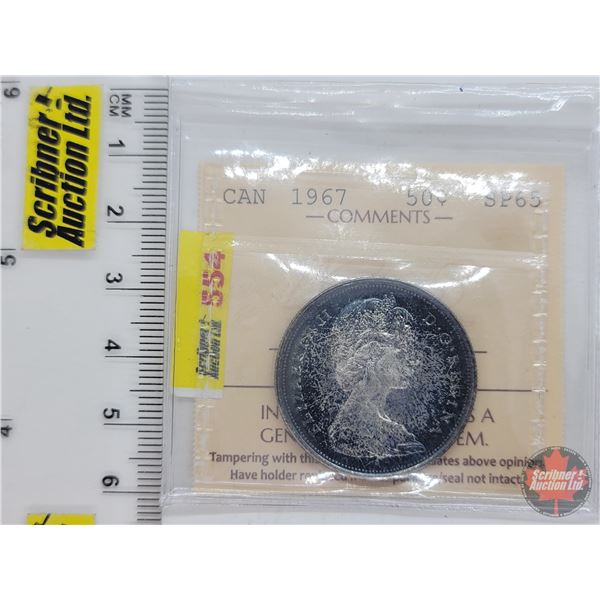 Canada Fifty Cent 1967 (ICCS Cert: SP65) (SEE PICS!)  (Listing & Descriptions are a GUIDE ONLY and a