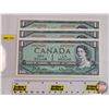 Image 1 : Canada $1 Bills 1954 (3 Consecutive) : Beattie/Rasminsky #JM9821690-691-692 (See Pics for Varieties,