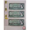 Image 2 : Canada $1 Bills 1954 (3 Consecutive) : Beattie/Rasminsky #JM9821690-691-692 (See Pics for Varieties,