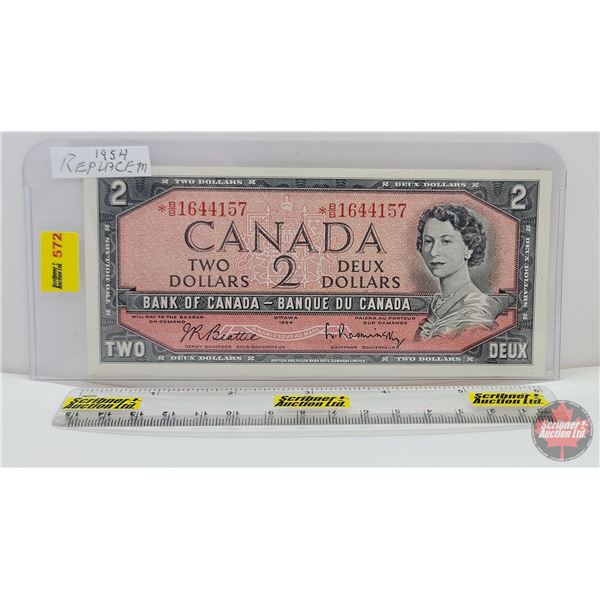 Canada $2 Bill 1954 *Replacement : Beattie/Rasminsky # *BB1644157 (See Pics for Varieties, Condition