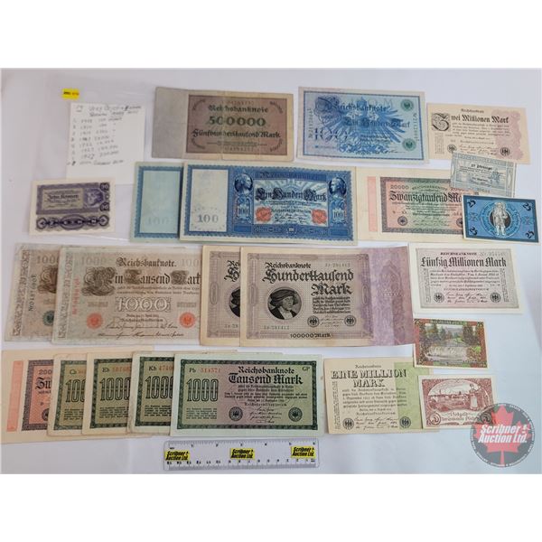GERMANY (Variety Bills ~ 22) : 1907 - 1923 (See Pics for Varieties, Conditions, Serial Numbers, Prin