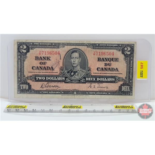 Bank of Canada $2 Bill 1937 : Gordon/Towers #YB7196504 (See Pics for Varieties, Conditions, Serial N