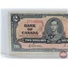 Image 2 : Bank of Canada $2 Bill 1937 : Gordon/Towers #YB7196504 (See Pics for Varieties, Conditions, Serial N