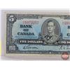Image 2 : Bank of Canada $5 Bill 1937 : Gordon/Towers #NC5972257 (See Pics for Varieties, Conditions, Serial N