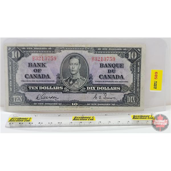 Bank of Canada $10 Bill 1937 : Gordon/Towers #OD3213759 (See Pics for Varieties, Conditions, Serial 
