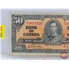 Image 2 : Bank of Canada $50 Bill 1937 : Gordon/Towers #BH3092420 (See Pics for Varieties, Conditions, Serial 