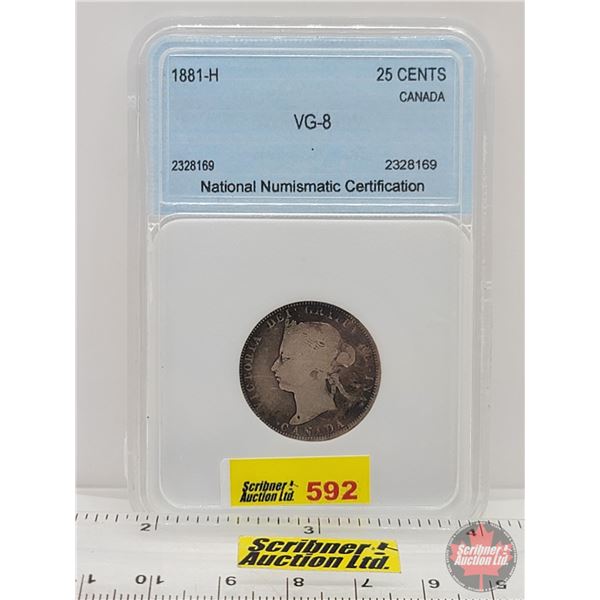 Canada Twenty Five Cent 1881H (NNC Cert : VG-8) (SEE PICS!)  (Listing & Descriptions are a GUIDE ONL