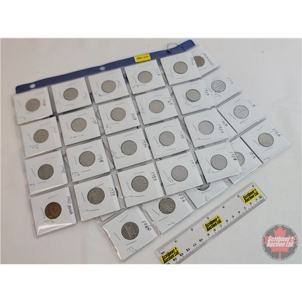 Canada Five Cent Collection (40 Coins) : 1922; 1923; 1924; 1927; 1928; 1929; 1930; 1931; 1932; 1933;