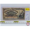 Image 1 : Dominion of Canada Twenty Five Cent "Shinplaster" 1900 : Courtney (Note: Handwriting on Edge)  (See 