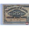 Image 2 : Dominion of Canada Twenty Five Cent "Shinplaster" 1900 : Courtney (Note: Handwriting on Edge)  (See 