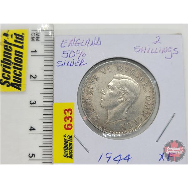 United Kingdom 2 Shillings : George VI (Composition Silver .500) (SEE PICS!) (Non-Magnetic) (Listing