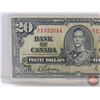 Image 2 : Bank of Canada $20 Bill 1937 : Gordon/Towers #EE1332644 (See Pics for Varieties, Conditions, Serial 