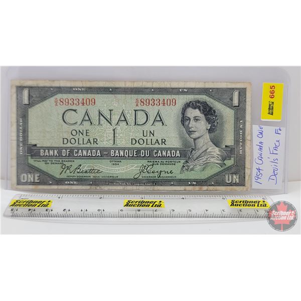 Canada $1 Bill 1954DF "Devils Face" : Beattie/Coyne #SA8933409 (See Pics for Varieties, Conditions, 