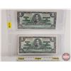 Image 1 : Bank of Canada $1 Bills 1937 (2 Consecutive) : Coyne/Towers #AN5970693-694 (See Pics for Varieties, 