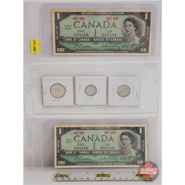 Canada 1967 Centennial Collector Combo (5): - $1 Beattie/Rasminsky #1867 1967 - $1 Beattie/Rasminsky