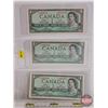 Image 1 : Canada $1 Bills 1954 (3 Consecutive) : Bouey/Rasminsky #LF5965579-580-581 (See Pics for Varieties, C