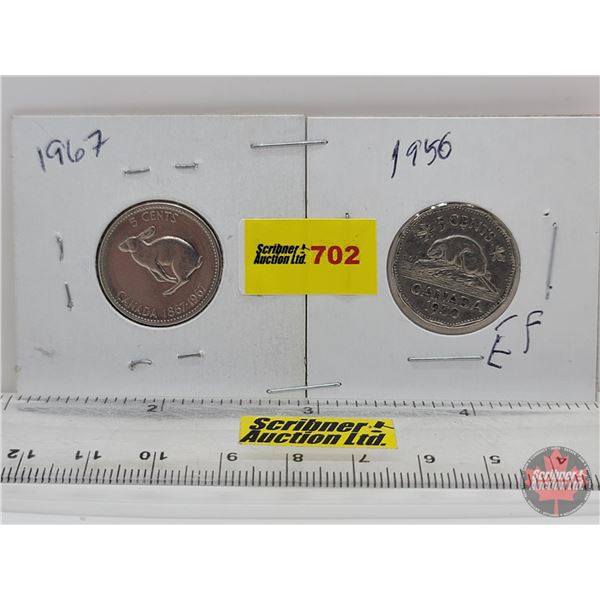 Canada Five Cent (2) : 1950; 1967 (SEE PICS!)  (Listing & Descriptions are a GUIDE ONLY and are subj