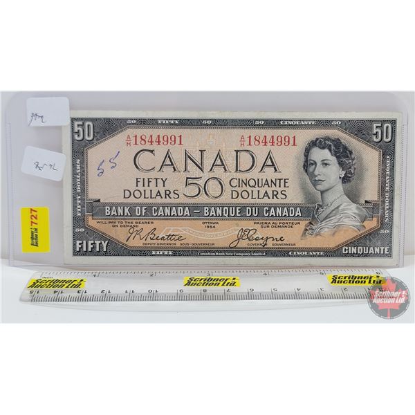 Canada $50 Bill 1954DF "Devils Face" : Beattie/Coyne #AH1844991 (See Pics for Varieties, Conditions,