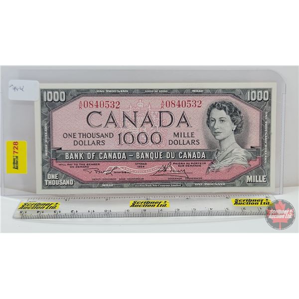 Canada $1000 Bill 1954 : Lawson/Bouey #AK0840532 (See Pics for Varieties, Conditions, Serial Numbers
