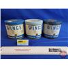 Image 1 : Tobacco Tins (3) : WINGS  (Measures : 4-1/4"H x 4-1/4"Dia)