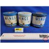 Image 3 : Tobacco Tins (3) : WINGS  (Measures : 4-1/4"H x 4-1/4"Dia)