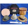 Image 1 : Vintage Hats (3) : Fedoras & Straw Boater w/ Hat Boxes (Hat Sizes ; 7-1/4 & 7-1/8) (Larges Hat Box M