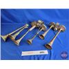Image 2 : Brass Air Horn & Tin Truck Horns (2) : Trumpet Style (Brass Horn Measures : 18"L) (Tin Horn Measures