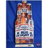 Image 1 : Bud Light Single Sided Tin Embossed  (Measures : 30"H x 13-1/4"W)