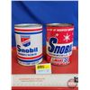 Image 1 : Snobil Oil Cans (2) (Full) (Both Measure : 5-1/2"H x 4"Dia)