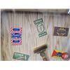 Image 8 : Shadow Box w/ Razor Blades, Shaver, & Shaving Brush (Box Measures : 11"H x 13-1/4"W x 3"D)