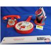 Image 1 : Tin Toy Trio : Incl. - Phone - Banjo - Rocket Launcher (Banjo Measures : 15-3/4"H)