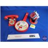 Image 2 : Tin Toy Trio : Incl. - Phone - Banjo - Rocket Launcher (Banjo Measures : 15-3/4"H)