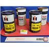 Image 1 : Vintage IH Oil Cans (4) : IH No.1 Engine Oil (2) (Full) & HY-TRAN (2) (Empty) (All Measure : 6-1/2"H