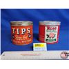 Image 1 : Tobacco Tins (2) : TIPS & Rose (Both Measures : 4-1/4"H x 4-1/4"Dia)
