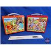 Image 1 : Vintage Disney Lunch Boxes (2) : Winnie The Pooh & Mickey Mouse Club (Plastic) (Both Measures : 8"H 