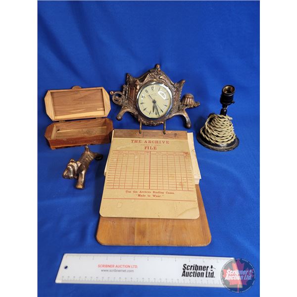 Vintage Office Collectors Group : - Clipboard w/ Vintage Machinery Manuals - Clock - Cedar Box - Pap