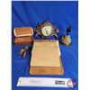 Image 1 : Vintage Office Collectors Group : - Clipboard w/ Vintage Machinery Manuals - Clock - Cedar Box - Pap